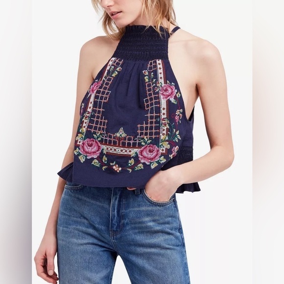 Free People Honey Pie Embroidered Cross Stitch
Halter Top Size Medium - Picture 1 of 4